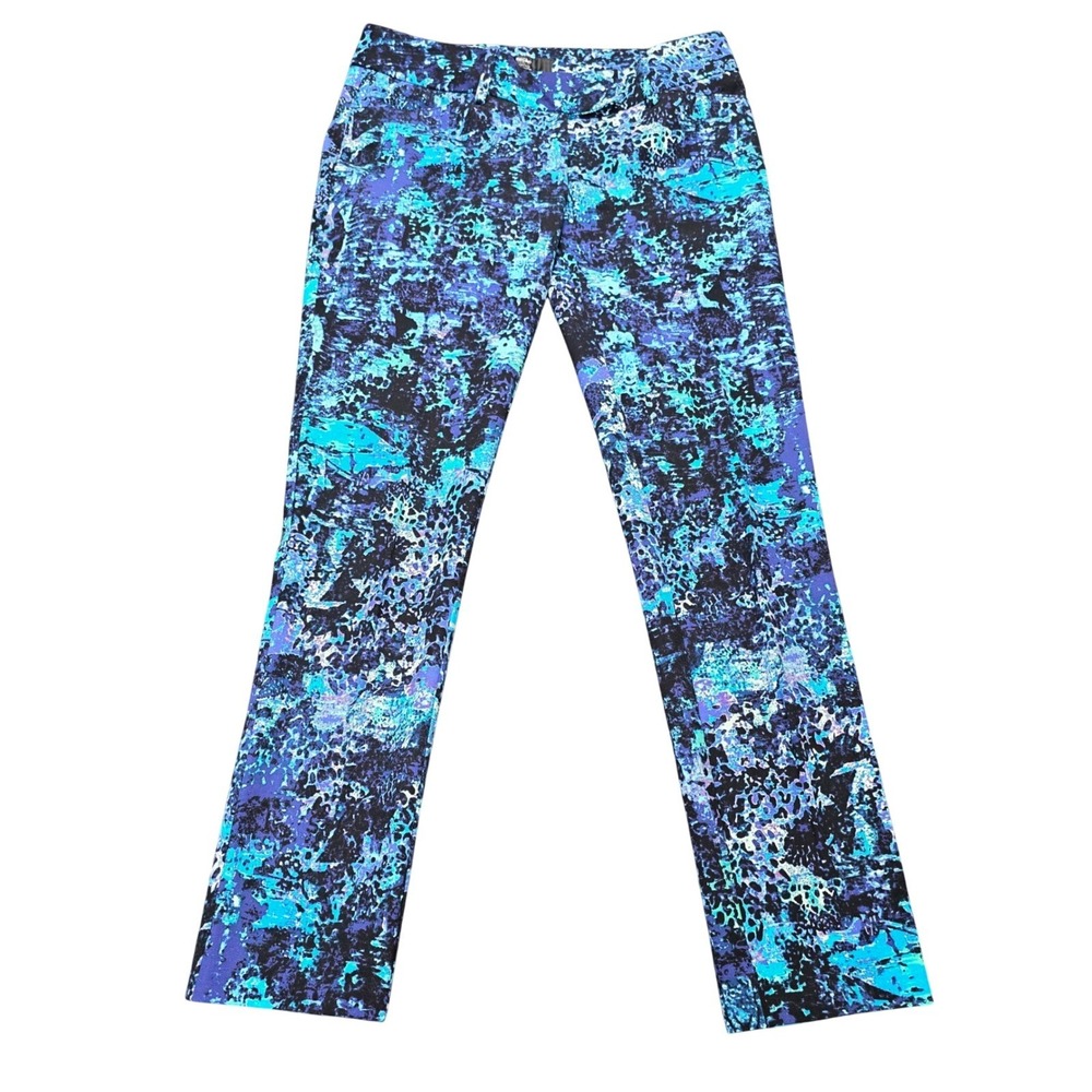 Mossimo Abstract‎ Print Stretch Ankle Pants Women's Size 4 Blue Purple